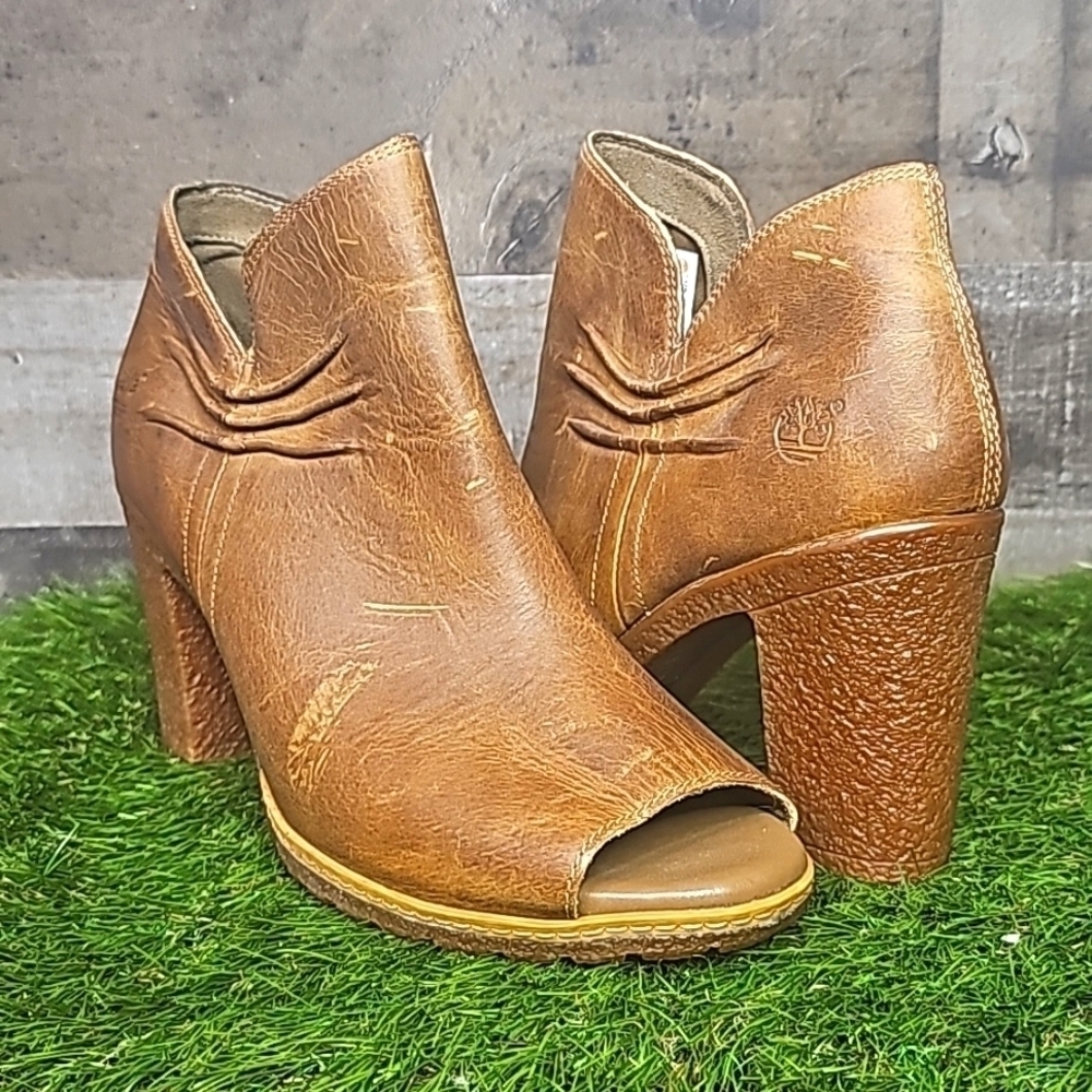 Timberland ’Glancy’ Ruched Peep Toe Boots | 9.5